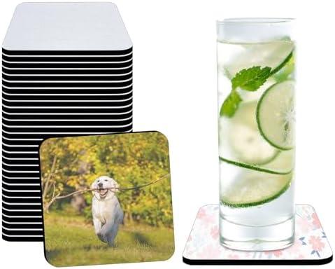 18 PCS Sublimation Coasters Blanks Bulk, 4x4 Inch Square Blank Cup Mat Rubber for Sublimation Transfer Heat Press Printing DIY Crafts (White)