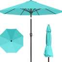 PatioKingdom 10FT Patio Umbrella with Push Button Tilt and Crank, Outdoor Market Umbrella with 8 Fiberglass Ribs, UV Protection Table Umbrella for Pool,Backyard,Garden,Deck