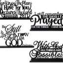 Blulu 4 Pack Inspirational Table Decorations Wooden Christian Faith Bible Verse Centerpieces Black Motivational Prayer Room Blessed Signs for Home Office Living Room Kitchen Farmhouse Art Decor
