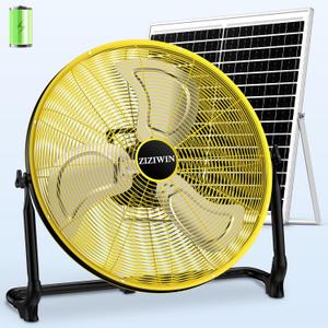 20'' Large Solar Fan, Battery Operated Camping Fan for Outside, Portable Rechargeable Cordless Floor Fan, 360 Tilt, USB Output, Wireless, for Home Garage Outdoor Patio Gazebo Greenhouse RV