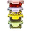 8 Pcs Square Glass Food Storage Container with Lids, 16OZ Square Glass Meal Prep Containers Set, 2 Cup glass Food Storage for Lunch Salad, Microwave, Oven, Freezer, Dishwasher Safe (4 Pack)