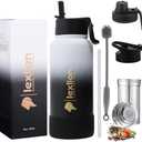 Lexlion Tea Infuser Water Bottle 32 Oz – Triple Wall Insulated Stainless Steel, Loose Leaf & Fruit Strainer, 3 Leakproof Lids, BPA-Free Silicone Sleeve, Reusable Thermal Mug