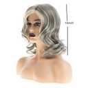 Grey Curly Wavy Wig for Women Mid-Length Gray Synthetic Natural Looking Heat Resistant Halloween Cosplay Wig