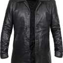 Mens Leather Car Coat Black - Real Lambskin Leather 3/4 Length Brown Carcoat Winter Jackets For Men (Medium)