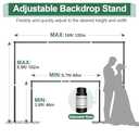 Heavy Duty Backdrop Stand, 8.5ft x 10ft Pipe and Drape Kit with Metal Flat Base, Adjustable Background Support System with Carry Bag for Wedding Party Birthday Photoshoot (Black)