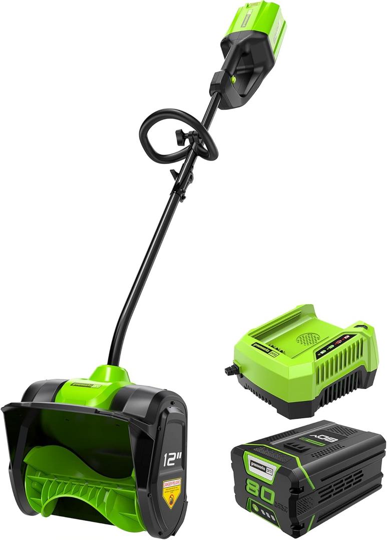 Greenworks 80V (75+ Compatible Tools) 12 Brushless Cordless Snow Shovel, 2.0Ah Battery and Charger Included (12" Snow (2.0Ah))