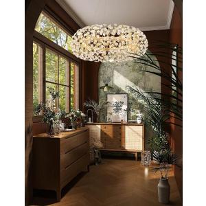 ykolupty Gold Sputnik Chandelier, 12-Light Mid-Century Modern Chandelier Light Fixture for Foyer, Dining Room, Firework Chandelier for Bedroom, Hallway, Entryway 32 inch Dimmable 2700K-6000K, Dia 32inches