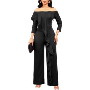 sexycherry Formal Jumpsuit for Women Dressy Elegant Long Straight Pants Jumpsuits for Party Club with Zipper, Medium