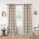 DriftAway Buffalo Plaid Blackout Curtains Linen Textured Farmhouse Double Layer Thermal Insulated Yarn Dyed Woven Checkered Gingham Grommet Drapes for Living Room 2 Panels Each 52W x 84L Taupe ( 2 Packs of 2 , 4 Total)