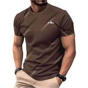SOLY HUX Men's Short Sleeve Graphic Tees Crew Neck T Shirt Summer Casual Tops (Brown, L)
