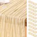 DeZerlor Beige Cheesecloth Table Runner 10 Pack Spring Easter Table Runners 120 Inches Boho Gauze Cream Cheese Cloth Table Decor for Wedding Bridal Baby Shower Parties
