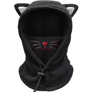 BLUEMARS Kids Winter Hat Balaclava, Fleece Cold-Weather Hood for Boys & Girls School and Outdoor Snow Play (Medium, Cat)