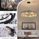 Luxury K9 Crystal Chandelier Modern Round Easy Install Ceiling Hanging Pendant Light Fixture for Dining Living Room Kitchen Island Entryway Foyer D 23.6in Black 8-Lights
