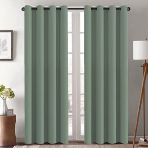 H.VERSAILTEX Blackout Curtain for Living Room Thermal Insulated Window Treatment Curtain Extra Long 96 inch Length Energy Saving Solid Grommet Top Blackout Drape, One Panel, Green Bay, 52" W x 96" L