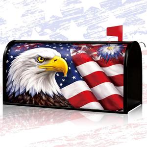 Tiamon American Flag Bald Eagle Mailbox Cover Magnetic 4th of July Post Box Decoration Standard Size 20 x 18 Inch Patriotic Decorative Mailbox Cover for 250th Anniversary Garden Yard Outdoor Decor