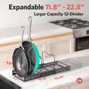 ORDORA Pots and Pans Organizer Under Cabinet, Expandable 11.8"-22.8" Pot Lid Holder with 14 Adjustable Dividers, Pan Organizers inside Cabinet for Kitchen Cookware Bakeware, Black