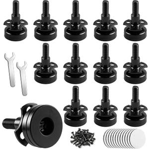 12 Packs Heavy Duty Furniture Levelers 3/8''-16 Thread w/ T-Nut Kit Furniture Leveling Feet Adjustable Furniture Levelers for Tables,Cabinets,Chairs,Workbench,Sofa and More,Large Base Supports 2640LBs