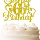 It's My 66th Birthday Cake Topper - Gold Glitter Happy 66th Birthday Cake Decor - 66 and Fabulous,Cheers to 66 Years Old Birthday Party Supplies