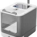Upgraded Fully Enclosed Cat Litter Box with Lid, Covered Cat Box Enclosure, Anti-Splashing Easy to Clean Kitty Litter Boxes with Drawer, 3 Modes can Use from Kitten to Adult (White&Grey)