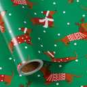 LeZakaa Christmas Dachshund Wrapping Paper Mini Roll, Dachshund Dressed in Festive Customes, White Snow-dot Xmas Green Design, Holiday Party Gift Wrap for Kids Boys Girls, 17 inches x 32.8 Feet