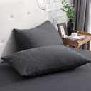 PURE ERA Jersey Knit Pillowcases 100% T-Shirt Cotton Super Soft Comfy Breathable, Set of 2, Standard 20" x 26", Heathered Charcoal Grey