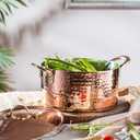 DEMMEX 1.2MM Thick Hammered Copper Soup Pot Stew Pan Casserole Dish, 3 Quarts (7.8" x 4")