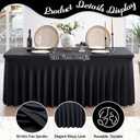Outpain Black Spandex Tablecloth for 8 Foot Rectangle Tables, 6 Pack Black Wrinkle Free Fitted Table Cloths 8ft Stretchy Banquet Table Clothes Cover Desk Skirt for Birthday Wedding Parties Baby Shower