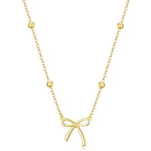 Christmas Gifts Stocking Stuffers for Women Dainty Bow Necklace 14K Gold Plated Cute Choker Small Pendant Charm Necklaces Teen Gift Trendy Stuff Personalized Jewelry