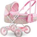 Corolle Mon Grand Poupon Doll Stroller  Adjustable Folding Carriage for 14, 17 & 20 Baby Dolls  Sturdy Pink Frame & Canopy, Toy Pram for Nurturing Pretend Play