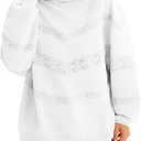 Fisoew Womens Oversized Hoodies Fall Long Sleeve Sweatshirts Casual Loose Lace Y2K Cute Pullover Tops (Small, White)