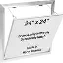 Best 24 x 24 Drywall Inlay Access Panel with Fully Detachable Hatch, 5/8 Inlayed Drywall with Touch Latches, Invisa Hatch Access Door with Open Pin Hinge, Welded Mill Finish, BA-IVH