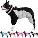 AOFITEE Small Dog Warm Winter Jacket With Built-in Harness, Windproof Reflective Turtleneck Puffer Snowsuit, Four-Legged Fleece Coat for Small Dogs, XS