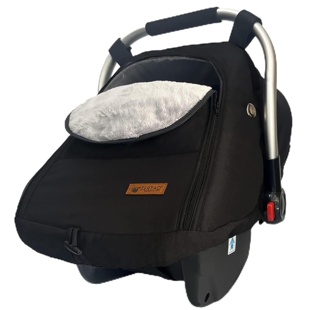 Car Seat Cover for Babies Winter - Baby Car Seat Covers Universal Cold Weather Shield,Warm and Cozy Carseat Covers Canopy Water Resistant for Baby Protection Car Seat Covers for Infant Car Seat (Black)