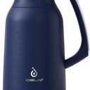 IDEUS Thermal Coffee Carafe 68oz (2,000ml), Stainless Steel Double Wall Insulated Vacuum Flask, Water Jug Coffee Server and Beverage Dispenser, Heat and Cold Retention (Navy Blue, 68oz (2,000ml))