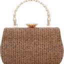 YYW Straw Bag Women Woven Beach Handbag Basket Shape Tote Bags for Spring Summer Purse (Coffee Color)