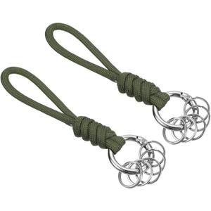 2 x PATIKIL Badge Lanyard with Spring O Ring Flat Key Rings, Braided Wrist Keychain Strap for Keys Whistles Wallets