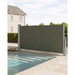 GarveeLife 71 in x138 in Retractable Side Awning for Patio, Retractable Privacy Screen Protection Awning, Waterproof & UV-Resistant Folding Privacy Divider, for Patio, Balcony and Pools, Light Grey