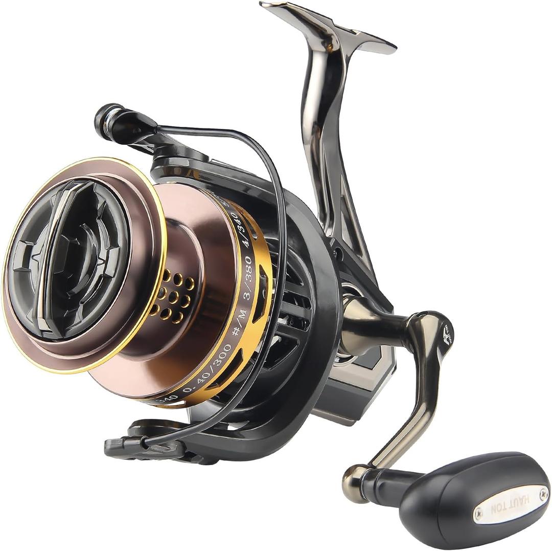 Big Game Surf Spinning Fishing Reel 8000/12000,20KG Drag Power Backlash-Free Bearings,Metal Reel Seat,Zinc Alloy Gear for Saltwater Inshore and Offshore Fishing