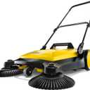 Krcher Walk Behind Outdoor Push Sweeper S 4 Twin for Workshops, Warehouses or Garages - 5X Faster Than a Push Broom, 5.25 Gallon Capacity, 26.8" Sweeping Width (Yellow)