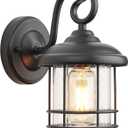 MICSIU Textured Black Exterior Wall Sconce Lantern, 9.8 Inch Outdoor Wall Lighting with E26 Based SocketClear Seedy Round Small Outside Lights for House, Entryway, Home, Patio, Garage, Doorway