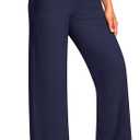 Blue Breath Yoga Pants Women Wide Leg Pants with Pockets High Waist Stretch Dress Casual Sweatpants Petite/Regular/Tall Navy, 2XL
