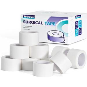 iFwevs Paper Medical Tape 10 Rolls - 1" x 10 Yards Latex-Free & Hypoallergenic Soft Paper Surgical Tape, Applicable to Surgical Tape for Skin, Dressings, Wound First Aid Tape