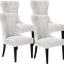 Wingback Chair Covers, Velvet Stretch Tufted Wingback Chair Cover Slipcover, Reusable Protector Arm Dining Chairfor Dining Room Banquet Home Decor, Machine Washable (White, Set of 4)