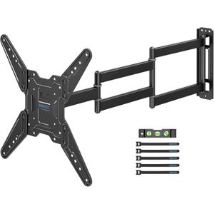 BONTEC TV Wall Mount for 2665 Inch Flat and Curved Screens with 37.4 Inch Long Extension, Full Motion Swivel Design, Heavy Duty Bracket for Corner or Monitor Setup, Max VESA 400x400, Holds 77 lbs