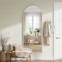 Full Length Mirror - 57" x 20" Arched Floor Mirror/Wall Mounted Aluminum Alloy Frame Full Body Mirrors for Bathroom Living Room Bedroom and Entryway, White
