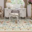 Beige Floral Area Rug 6x9,Neutral Washable Girls Bedroom Rug for Nursery, Playroom or Kids Room,Soft Non-Slip Carpet for Baby Room and Modern Home Decor
