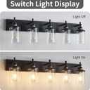 Lanhall 5-Light Black Bathroom Light Fixture Over Mirror Modern Farmhouse Bathroom Vanity Light Vintage Wall Lighting with Clear Glass Shade for Bathroom, Bedroom, Hallway, Cabinet