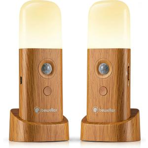Motion Sensor Night Light, Rechargeable LED Long Lasting Battery, Warm Soft Glow, Cordless, Stick-Anywhere Magnetic Light for Hallway, Stairs, Bedroom, Nursery, Bathroom (2 Pack)