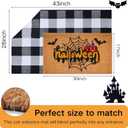Halloween Front Door Mat Combo Set, Spider Web Coco Coir Welcome Doormat -28" x 43" Black and White Plaid Rug, Autumn Fall Front Porch Entryway Decor Floor Mat