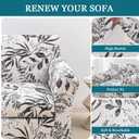 FUANGUI 2 Piece Chair Covers Stretch Arm Covers Chair Couch Covers, Armchair Slipcover with Separate Chair Cushion Cover Floral, Washable Furniture Protector for Living Room (Armchair, Ink Leaf)